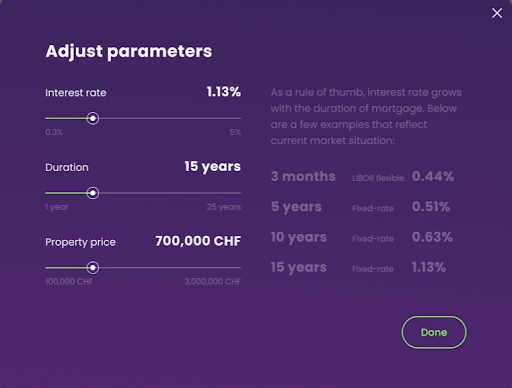 Mortgage Calculator for a Switzerland Bank AWS JavaScript Project