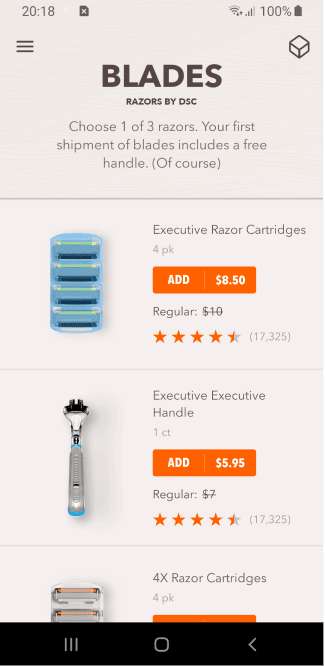 DOLLAR SHAVE CLUB Android Project