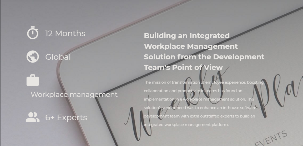 Building an Integrated Workplace Management Solution from the Development Team’s Point of View Project