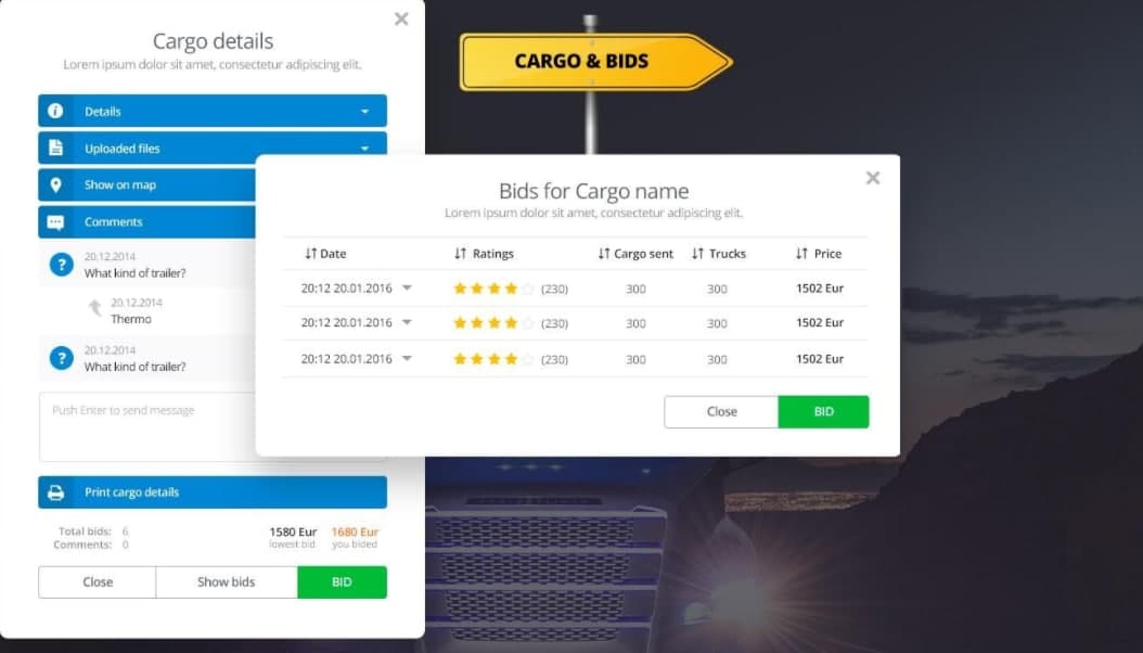 CargoWin. B2B/ B2C auction web platform Project