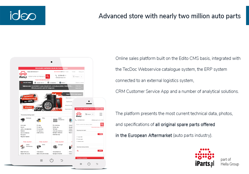 Advanced eCommerce platform offering nearly two million spare parts Automotive Ecommerce Project