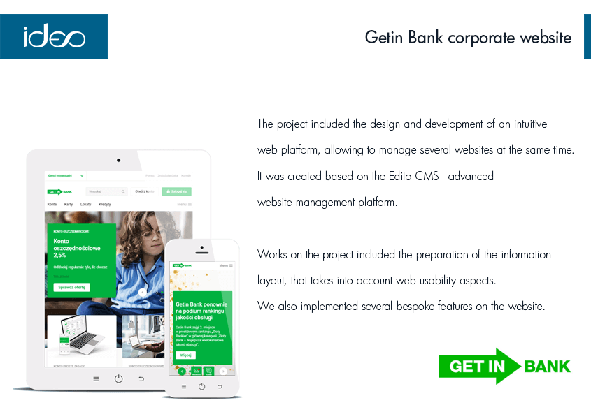Getin Bank corporate website Banking Project