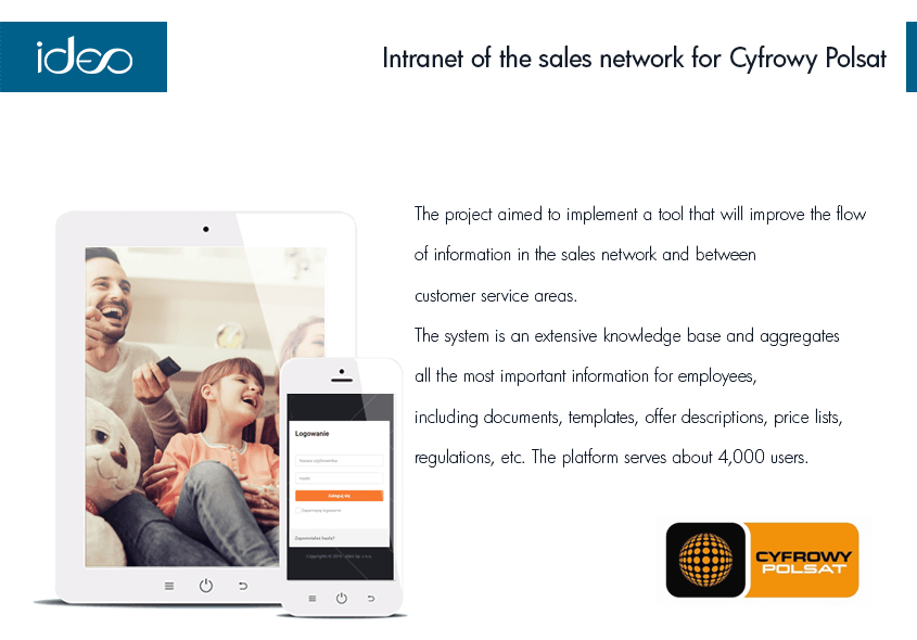 Intranet of the sales network for Cyfrowy Polsat Project